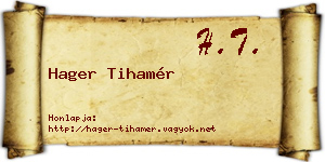 Hager Tihamér névjegykártya
